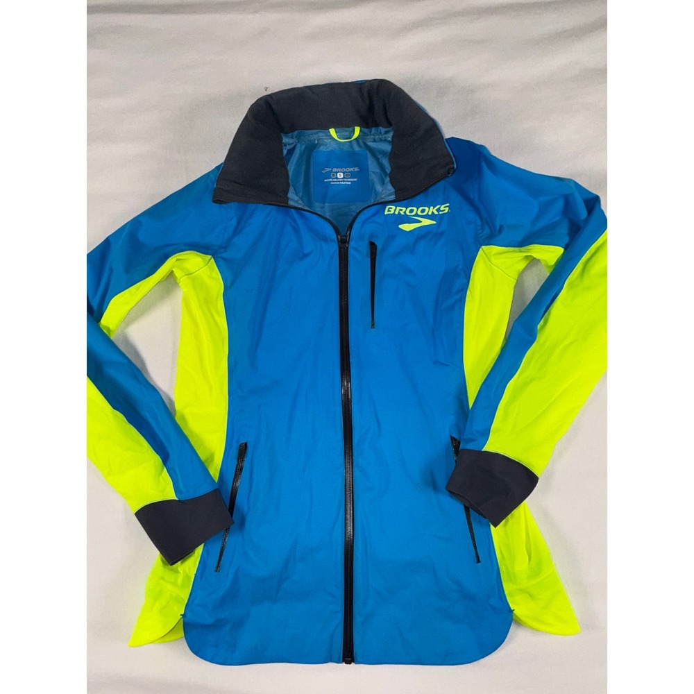 Women's‎ Cascadia Brooks Shell Running Jacket Blue Yellow Windbreaker Waterproof